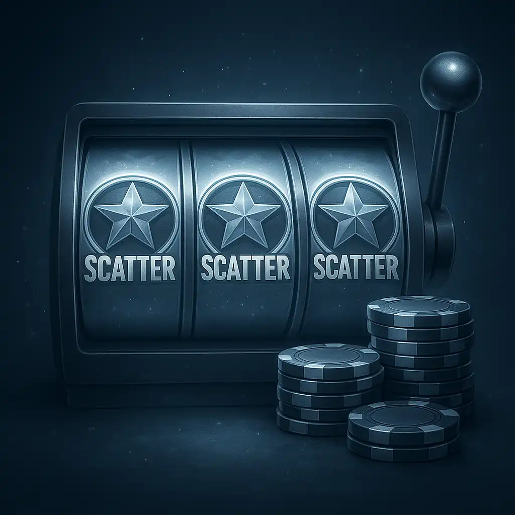 StakeMania casino lobby illustration with glowing slot reels and chips